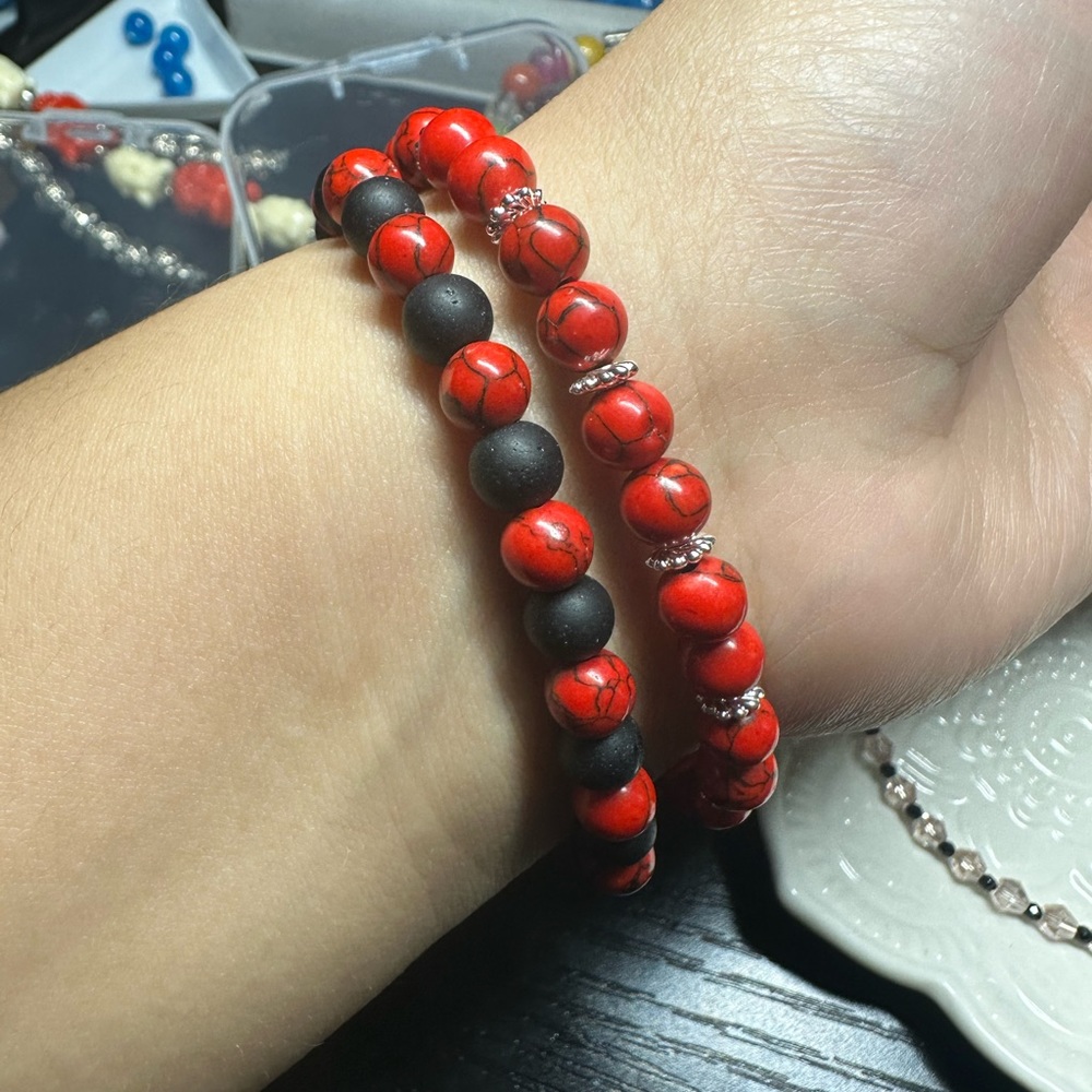 SOLD Rose 🌹 Red Turquoise Bracelet Set ❤️🌹🌹🌹 - Picture 6 of 6